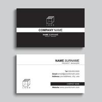 Minimal business card print template design. Black color and simple clean layout. vector