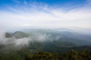 Aerial view of foggy mountains photo