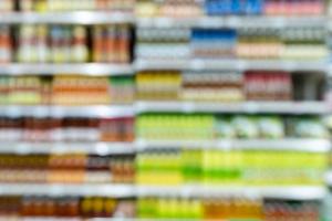 Blurry supermarket shelves photo