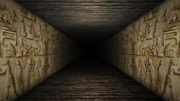paredes egípcias da antiguidade parecem místicas de um corredor video