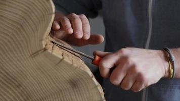 Peeling Acacia Bark Using a Chisel video