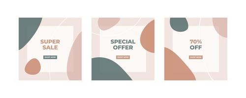 Trendy abstract square template for social media post with nature concept. vector