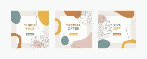 Trendy abstract square template for social media post with nature concept. vector