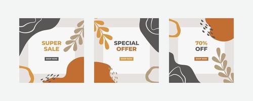 Trendy abstract square template for social media post with nature concept. vector