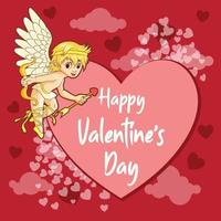 Valentine's Day Greetings with Cupid and heart banner vector