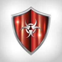 biohazard symbol on a protective shield campaign background vector