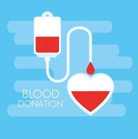 donation blood bag with heart vector