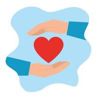 manos con el símbolo del corazón para la donación de caridad vector