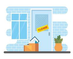 facade company closed with boxes and objects vector