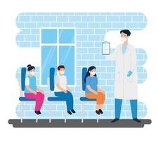 doctor with children in the consulting room vector