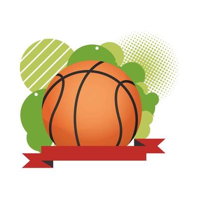 basketball with ribbon frame