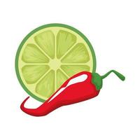 chili pepper with lemon citrus fruit vector