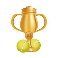 tennis balls with trophy cup vector