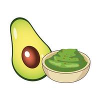 fresh avocado vegetable and guacamole sauce vector