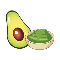 aguacate fresco y salsa de guacamole vector