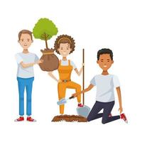 environmentalists planting trees vector