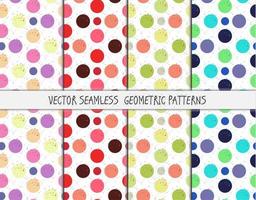 Grunge colorful geometric seamless patterns set vector