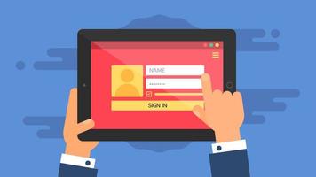Web Template of Tablet Login Form vector