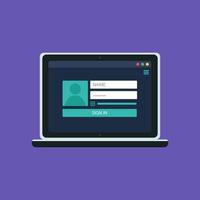 Web Template of Notebook Login Form vector