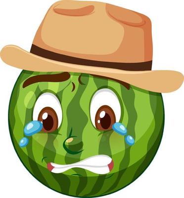 Watermelon cartoon character with facial expression