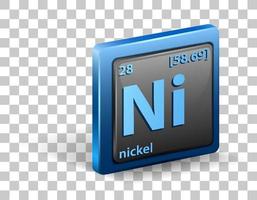 Nickel chemical element. Chemical symbol with atomic number and atomic mass. vector