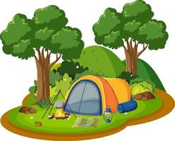 Isolated camping scene on white background vector