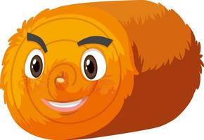 Round hay bale cartoon character with facial expression vector