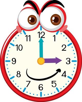 Clock cartoon character with facial expression