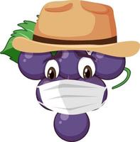 Grape cartoon character with facial expression vector