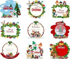 Set of blank Christmas postcard and logo isolated vector