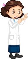 Cute girl cartoon character wearing science lab coat vector