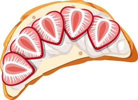 Top view of a bread with cream and strawberry topping vector