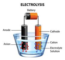 Electrolysis diagram experiment for education vector