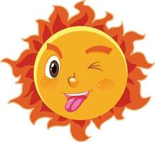 Sun cartoon character with naughty face expression on white background vector