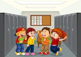 Student at school hallway vector