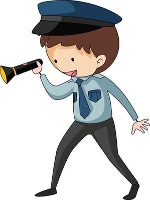 A police officer doodle cartoon character isolated