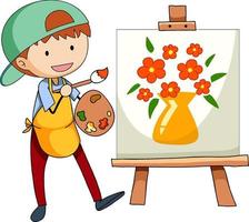 Little artist drawing the picture cartoon character isolated vector