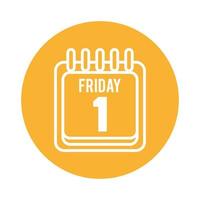 friday one calendar block style icon vector