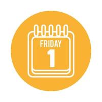 friday one calendar block style icon vector