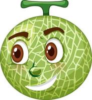 Cantaloupe melon cartoon character with facial expression vector