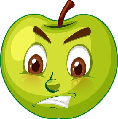 Apple cartoon character with facial expression