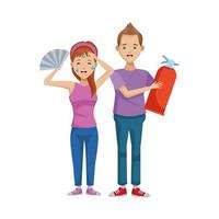 man with extinguisher avatar character vector