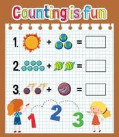 Math count number worksheet vector