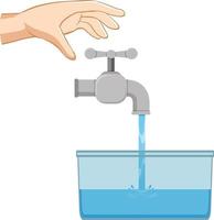 Save water concept with water falling from tap vector