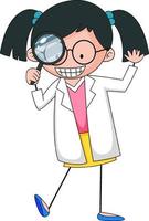 Little scientist doodle cartoon character isolated vector