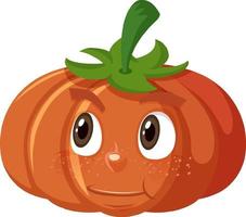 Cute pumpkin cartoon character with face expression on white background vector