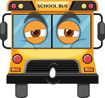 School bus cartoon character with face expression on white background vector