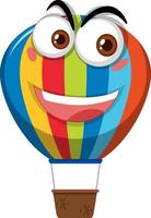 Hot air balloon cartoon character with happy face expression on white background vector