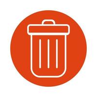 bin waste block style icon vector