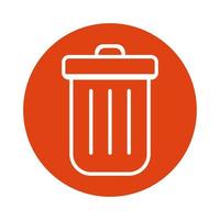 bin waste block style icon vector